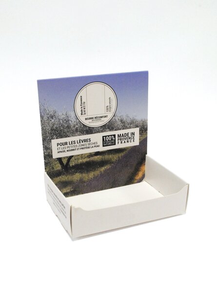 Présentoir en carton pour beaumes à lèvres